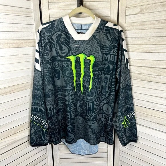 Carbon One Industries x Monster Energy Motocross Jersey Shoulder Pads Gray White - Picture 3 of 14
